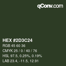 Color code: HEX #2D3C24 | qconv.com