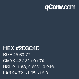 Farbcode: HEX #2D3C4D | qconv.com