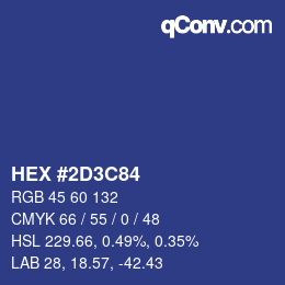 カラーコード: HEX #2D3C84 | qconv.com