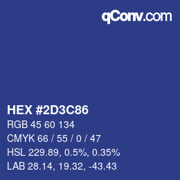 カラーコード: HEX #2D3C86 | qconv.com