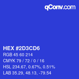 カラーコード: HEX #2D3CD6 | qconv.com