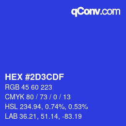 カラーコード: HEX #2D3CDF | qconv.com