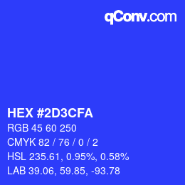 Color code: HEX #2D3CFA | qconv.com