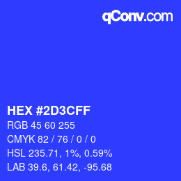 Color code: HEX #2D3CFF | qconv.com