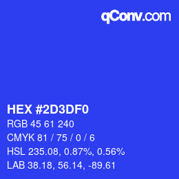 Color code: HEX #2D3DF0 | qconv.com