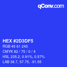 Color code: HEX #2D3DF5 | qconv.com