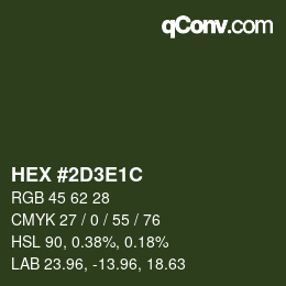 Color code: HEX #2D3E1C | qconv.com