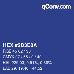 Color code: HEX #2D3E8A | qconv.com