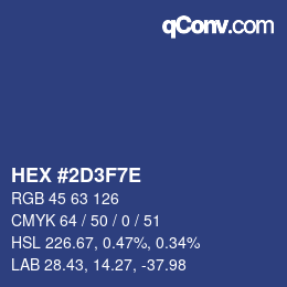 カラーコード: HEX #2D3F7E | qconv.com