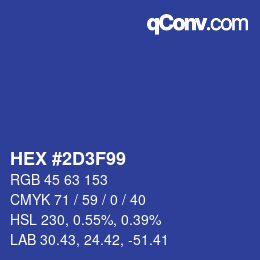 Color code: HEX #2D3F99 | qconv.com