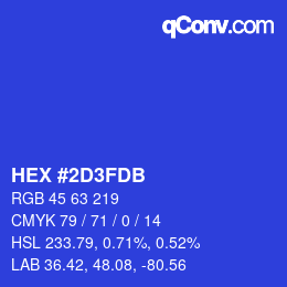 Color code: HEX #2D3FDB | qconv.com