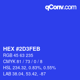 カラーコード: HEX #2D3FEB | qconv.com