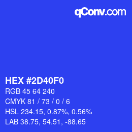 颜色代码: HEX #2D40F0 | qconv.com