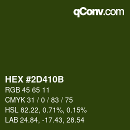 Color code: HEX #2D410B | qconv.com