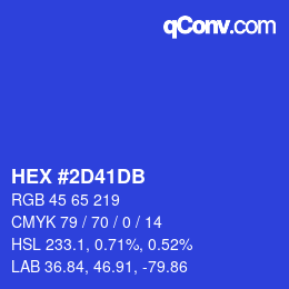 カラーコード: HEX #2D41DB | qconv.com