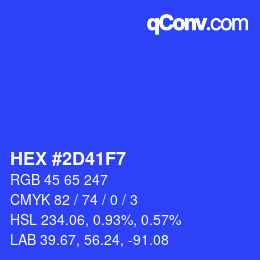 Color code: HEX #2D41F7 | qconv.com