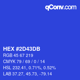 カラーコード: HEX #2D43DB | qconv.com