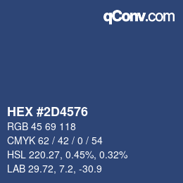 颜色代码: HEX #2D4576 | qconv.com