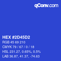 Farbcode: HEX #2D45D2 | qconv.com