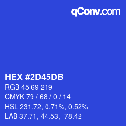 カラーコード: HEX #2D45DB | qconv.com