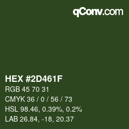 Color code: HEX #2D461F | qconv.com