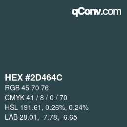 Color code: HEX #2D464C | qconv.com