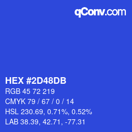 カラーコード: HEX #2D48DB | qconv.com