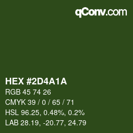 Color code: HEX #2D4A1A | qconv.com