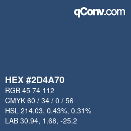 カラーコード: HEX #2D4A70 | qconv.com