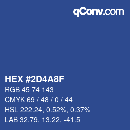 カラーコード: HEX #2D4A8F | qconv.com
