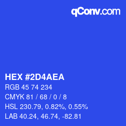 カラーコード: HEX #2D4AEA | qconv.com