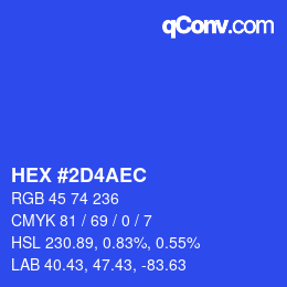 カラーコード: HEX #2D4AEC | qconv.com
