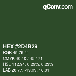 Color code: HEX #2D4B29 | qconv.com