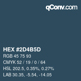 颜色代码: HEX #2D4B5D | qconv.com