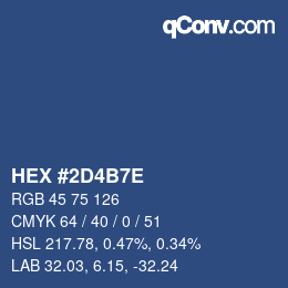 カラーコード: HEX #2D4B7E | qconv.com