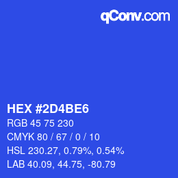 カラーコード: HEX #2D4BE6 | qconv.com