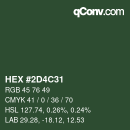 Color code: HEX #2D4C31 | qconv.com