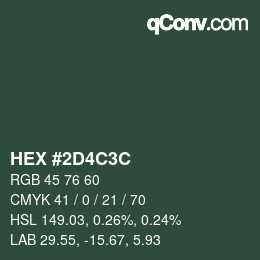 Color code: HEX #2D4C3C | qconv.com