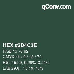 Farbcode: HEX #2D4C3E | qconv.com