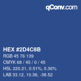 颜色代码: HEX #2D4C8B | qconv.com