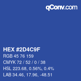 カラーコード: HEX #2D4C9F | qconv.com