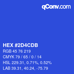 カラーコード: HEX #2D4CDB | qconv.com