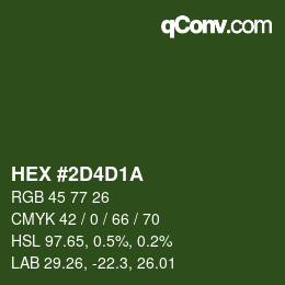 颜色代码: HEX #2D4D1A | qconv.com