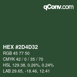 Color code: HEX #2D4D32 | qconv.com