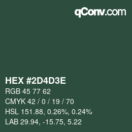 Code couleur: HEX #2D4D3E | qconv.com