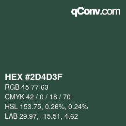 Color code: HEX #2D4D3F | qconv.com