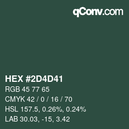Color code: HEX #2D4D41 | qconv.com