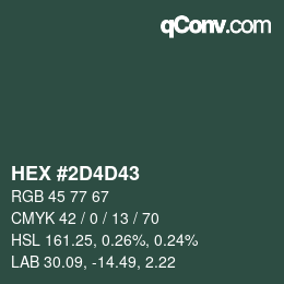 Color code: HEX #2D4D43 | qconv.com