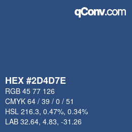 カラーコード: HEX #2D4D7E | qconv.com
