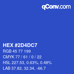 カラーコード: HEX #2D4DC7 | qconv.com